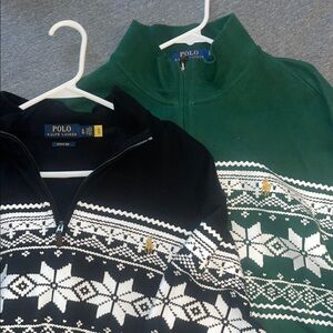Polo by Ralph Lauren Black and Green Zip Up Sweater